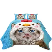 Funny Kittens Unpleased Cat Dressed as a Bird Chick Coverlet