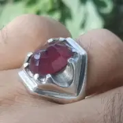 Natural Real Ruby Stone Ring Unheated Untreated Ruby For Men Sterling Silver 925