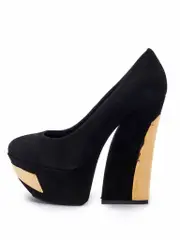 Black Suede Platform Block Heels