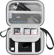 [Lacdo] Camera Carrying Case for Kodak Printomatic Full-Color Instant Print Digital Camera, Portable Instant Photo Printer Hard Travel Storage Bag, Mesh Bag Fits Batteries, USB Cable, SD Card, Gray