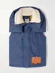 [Moncler Genius] Moncler Genius - + Jw Anderson Dalby Hooded Faux Leather-trimmed Denim Down Vest - Blue - 1 1 Blue