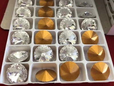 144 PCS 14MM CRYSTAL CZECH PRECIOSA MC RIVOLI GOLD FOILED