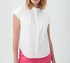 NWT- Trina Turk 'Del Ray' Button-Front Organic Cotton Blouse Top, White - Medium