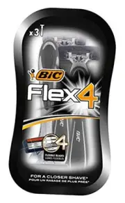 Flex 4 Comfort Men's Razors - Pack of 3 Disposable 4-Blade Razor - with