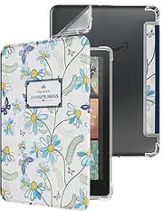 WALNEW Case for 7" Kindle Paperwhite 12th Gen 2024 & Kindle Paperwhite Signature Edition 2024, Clear Soft TPU Back Protective Cover with Auto Sleep/Wake, Natural Book
