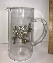 Arthur Court Aluminum Or Pewter Olive Branch Glass Martini Pitcher 8” Unique