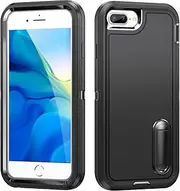 Shockproof Case for iPhone 6 Plus/7 Plus/8 Plus Case with Kickstand,Military Grade Drop Protective,Heavy Duty Hard Back 3-Layer Protective Phone Cover for iPhone 6 Plus/7 Plus/8 Plus (Black)