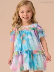 Angel & Rocket Pink Eleanor Multi Print Mesh Dress And Bloomer Set (AN7705) | $65 - $69