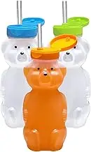 WDOPEN 3 Pack 8 Fluid Oz Plastic Bear Honey Bottle Jars, Honey Squeeze Bottle Empty with Flip-top Lid for Storing and Dispensing