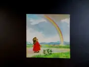 Vtg Brownie Xmas Greeting Card by Steffie Sweet Little Girl Admiring the Rainbow