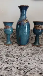 Ceramic Wine Decanter With 2 Glasses