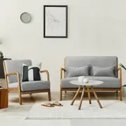 Oikiture 2PCS Armchair Lounge Chair set 1/2 Seater with 2 Pillows Fabric Grey