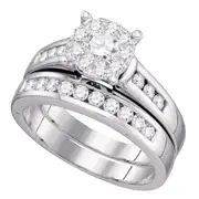 14k White Gold Round Diamond Bridal Wedding Ring Set 7/8 Cttw (Certified)