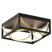 Luxury 13 in. 1-Light Modern Black and Gold Integrated LED Flush Mount Ceiling