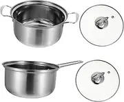 ULTECHNOVO Stainless Steel Pot Set Piece Milk Soup Pots Kitchen Cookware Even Heat Family Cooking