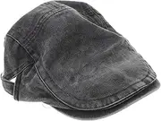 [WRITWAA] Style Washed Out Beret Hat Cap Mens Women's Flat Cap Adjustable Fashi Black