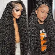 Honxixi Deep Wave Lace Front Human Hair Wig HD 13x4 Transparent Glueless Deep Curly Lace Front Wig for Women Human Hair with Baby Hair