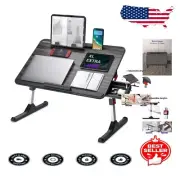 Adjustable Lap Desk for Bed - XL Folding Laptop Table with Book Stand & Drawer