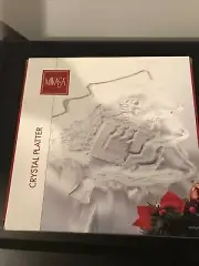 NIB Mikasa Crystal Christmas Tree Holiday Platter - Fireplace 13.5”