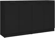 2 Pcs Black Sideboards Buffets for Dining Room & Living Room, 60x30x70 cm Engineered Wood Storage Cabinet, Modern & Space-Saving