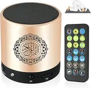 Portable Digital Quran Speaker,Anlising Quran Speaker with Remote Control,Quran Speaker MP3 Player,Quran Translator,USB Rechargeable,8GB,over 18 Reciter and 15 Translations Available(Gold)