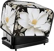 White Floral Toaster Cover 2 Slice Bread Machine Covers Waterproof Universal Size Kitchen Small Appliance Cover with Hang Loop, Dust and Fingerprint Protection
