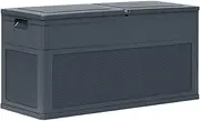 Garden Storage Box 320L Anthracite, Weather-Resistant Plastic with Wood Texture for Outdoor and Indoor Use, Large Waterproof Deck Shed Patio Chest, Easy Assembly
