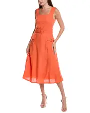Tahari ASL Linen-Blend Midi Dress