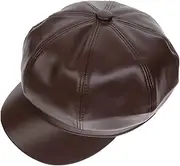[NiceYnn] PU 8 Panel Newsboy Flat Cap Cabbie Baker Boy Peaked Beret Cap, Captain Sailor French Painter Peaker Sun Visor Hats