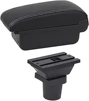 KIXURO Car Armrest Box Car Centre Console Storage Box USB Arm Rest Accessory, for Toyota, for Aqua Auto Console Organizer Box(Black B1 White Line)