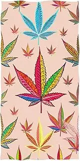 RPLIFE Vibrant Leaves Peach Cream Beach Towel, Sand Free Beach Towel