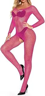 [CZSABXY] Womens Fishnet Bodysuit Mesh Bodystocking Lace Teddy Lingerie Sexy Exotic Lingerie Crotchless Bodystocking Nightwear