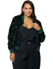 [Sunday in the City] Sequin Bomber Jacket in Black