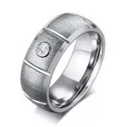 Silver Tungsten Carbide CZ Engagement Ring
