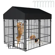 Fin Covered Dog Playpen Enclosure Cage 8 Panel Puppy Fence Play Pen Foldable Metal