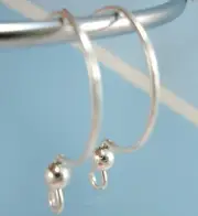 10pcs Sterling Silver Bead Earring EAR WIRE hook earwire half round circle E55