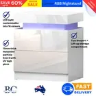 Artiss Bedside Tables Side Table Drawers RGB LED White Gloss Bedroom Nightstand
