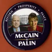 2008 John McCain & Sarah Palin 3"/ "Reform / Prosperity" Campaign Button(Pin 14)