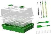 Fonowx Seedling Tray with Grow Light for Seed Germination, Mini Propagation System, White Blue Light, as described