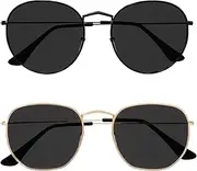 [Tantino] Small Round Sunglasses Women and Men Geometric Octagon Flat Metal Hexagon Square Retro Sun glasses UV400 Protection