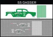 Hot Wheels(1/64),55 Gasser"Triassic-Five"Waterslide,Printed WhiteFirst,Decals
