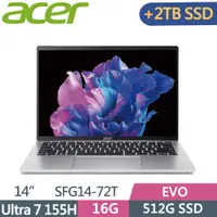 在飛比找PChome24h購物優惠-ACER Swift GO SFG14-72T-70KR 銀