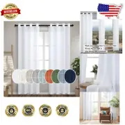Light Filtering Grommet Curtains - 102" White Linen Drapes for Home Enhancement