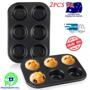 2x 6 Cup Muffin Cupcake Pan Tin Cake Non Stick Baking Tray Bakeware Mold