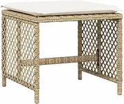 vidaXL Beige Poly Rattan Garden Stools 4 pcs with Cream White Cushions - PE Rattan Cube Seats for Outdoor/Patio/Deck Use with Removable Covers