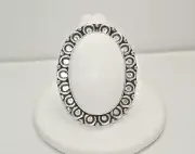 AB Large White Jade 925 Silver Layered Ring 10