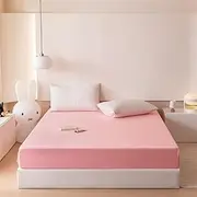 Fitted Sheet - Soft Brushed Microfiber - Deep Pockets, Shrinkage and Fade Resistant - Easy Care - 1 Fitted Sheet Only (Pink, Queen)