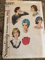 1963 SIMPLICITY #5227 - LADIES TURBAN-DICKEY-COLLAR-CUFFS PATTERN OZ FF