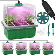 MQHUAYU Seed Trays with Grow Light, 5 Pack 60 Cells Growing Trays Propagator ...