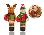 bulk 12 Xmas Bottle Costume Reindeer & Snowman 2 Assorted 8x19cm